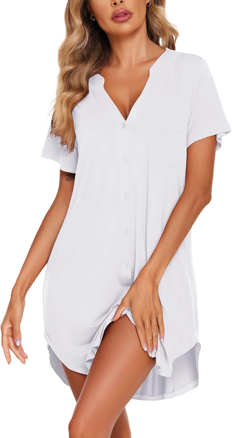 Women's Pure Cotton Robe, Short-Sleeved Button-Up Pajamas, Soft Loungewear - Image 2