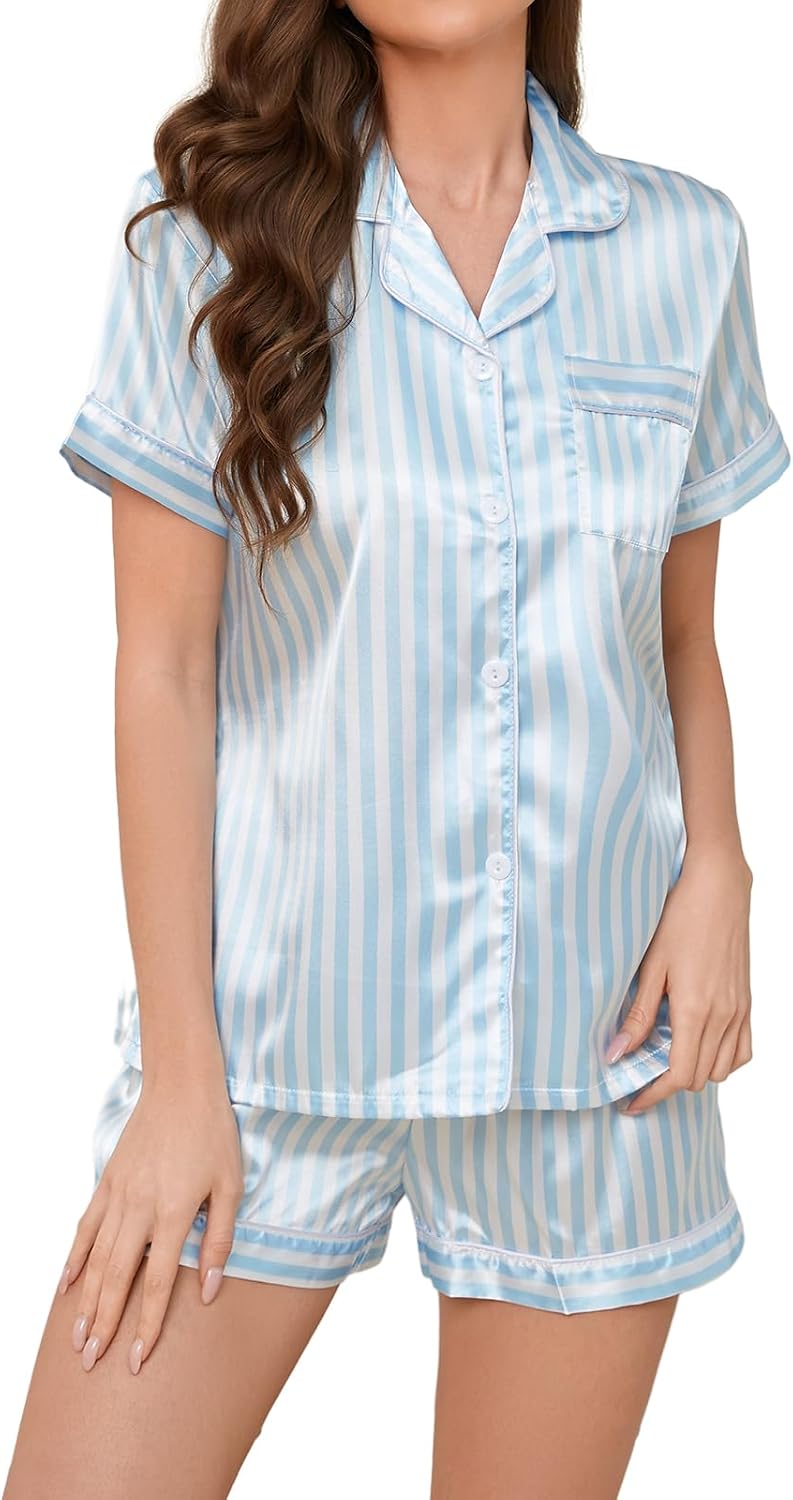 Women's Silk Pajamas - Button-Up Satin Pajamas - Image 2