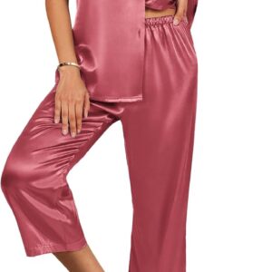 Women's Satin Pajama, Two-Piece Silk Lounge Set