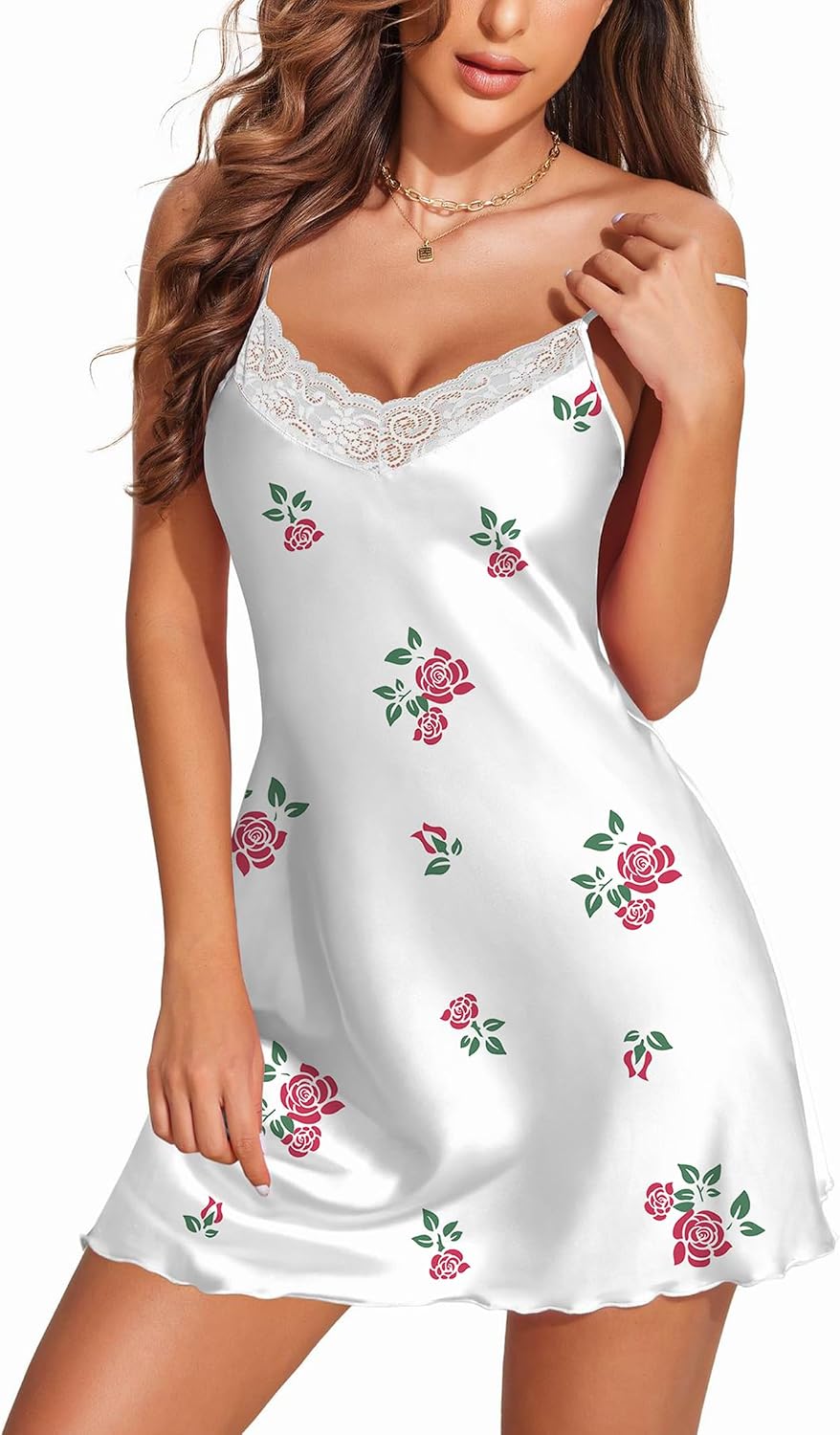Sexy Lace Camisole Satin Silk Nightgown for Brides - Image 2