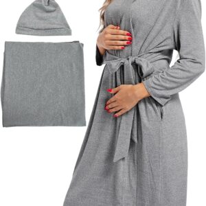 Maternity robes, including matching swaddle blankets, postpartum maternity bathrobes and pajamas